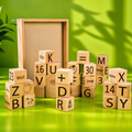 Woodlet Wooden Alphabet & Number Learning Blocks | Montessori Educational Toy for Kids | 36 Pieces