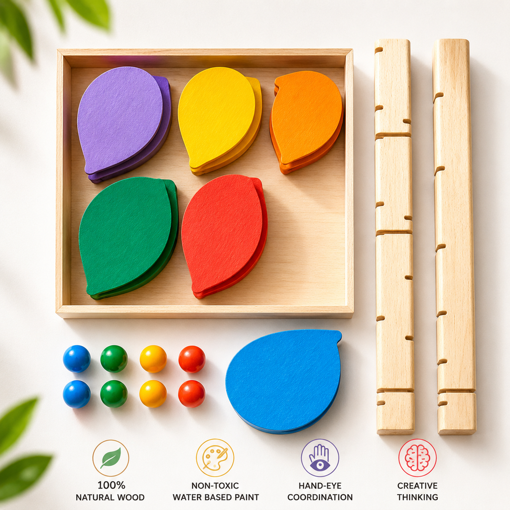 Rainbow Music Tree – Wooden Marble Run Tower for Toddlers