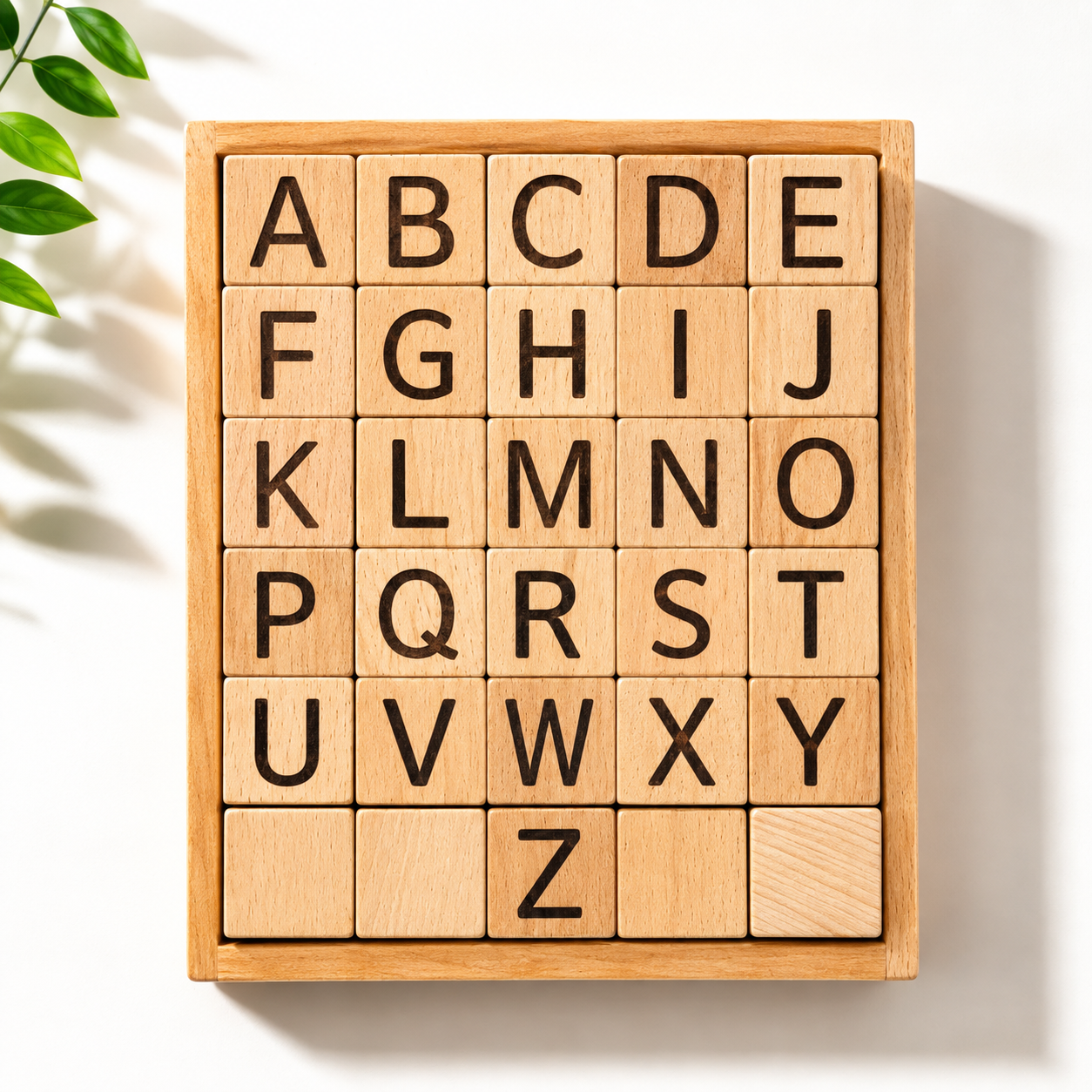 Woodlet Wooden Alphabet & Number Learning Blocks | Montessori Educational Toy for Kids | 36 Pieces
