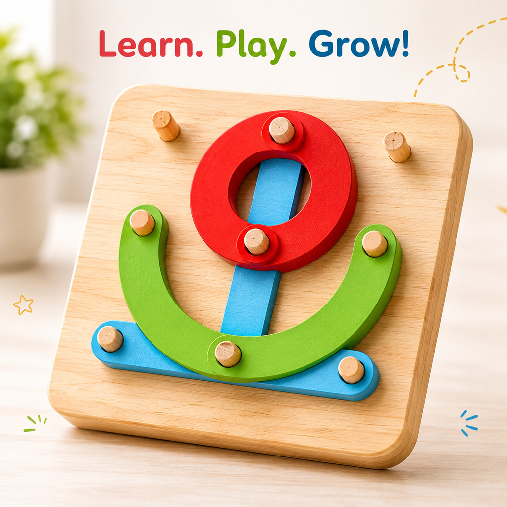 Multifunctional Montessori Pillar Flower Puzzle – Wooden Rotating Shape Toy
