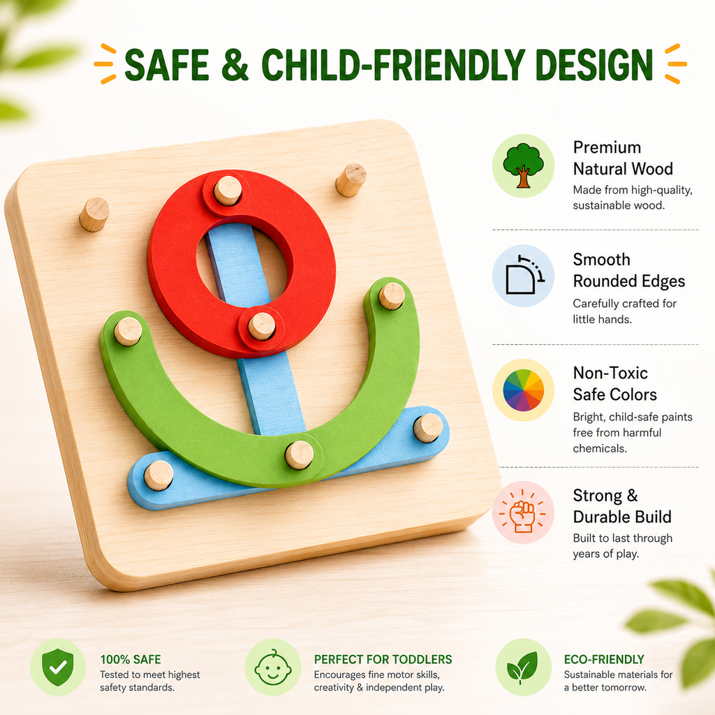 Multifunctional Montessori Pillar Flower Puzzle – Wooden Rotating Shape Toy