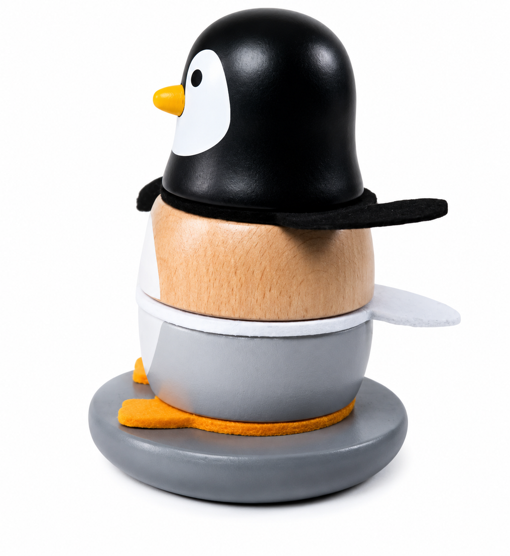 Woodlet Wooden Penguin Tumbler Toy