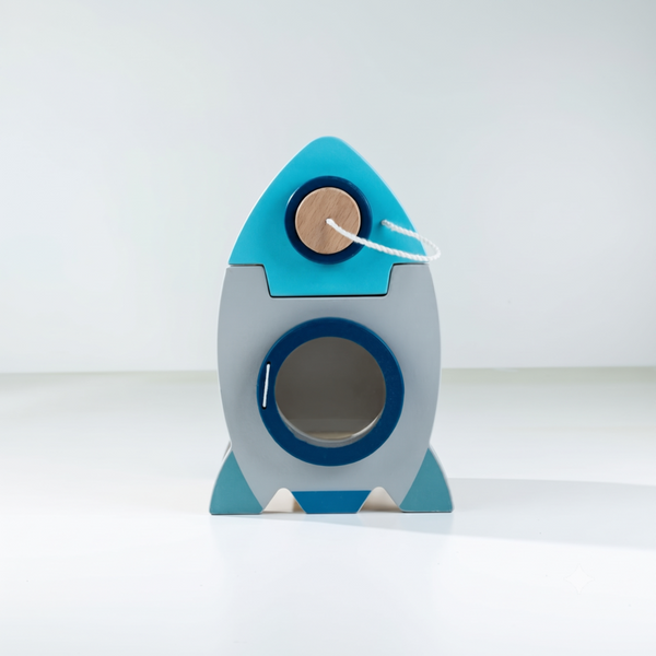 Rocket Wooden Abacus Activity Cube