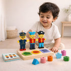 Wooden stacking blocks and beads with bear character toys