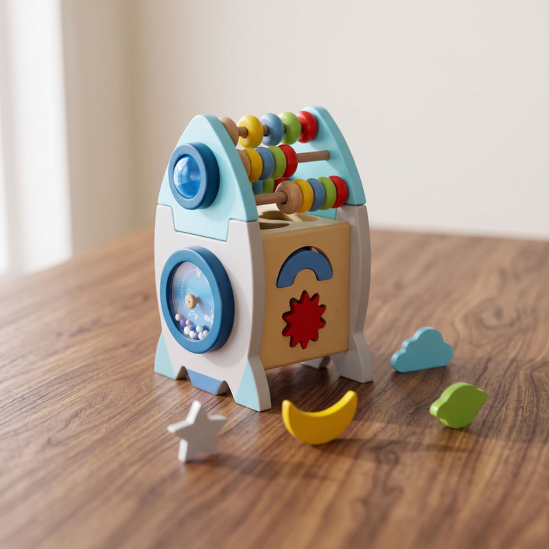 Rocket Wooden Abacus Montessori Learning Toy for Toddlers