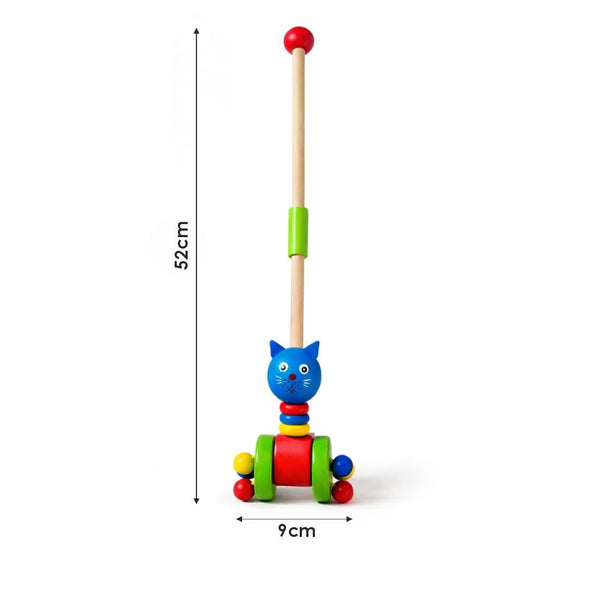 Wooden Cat Push Along Toy – Disassembling Animal Cart for Toddlers Detail