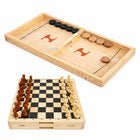 2-in-1 wooden game board with sling puck and chess set