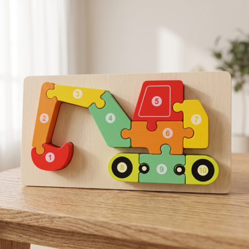 Toddler Wooden Number Puzzles: Animals & Vehicles