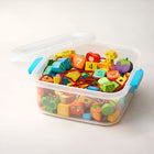 Kids lacing toy with red laces and wooden alphabet beads