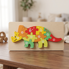 6-Pack Premium Wooden Number Puzzles for Toddlers 2-5 Years | Montessori Educational Counting Toys (1-10) | Chunky Animal, Dinosaur & Vehicle Jigsaw Puzzles