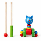 Disassembling animal cart toy with blue cat face design