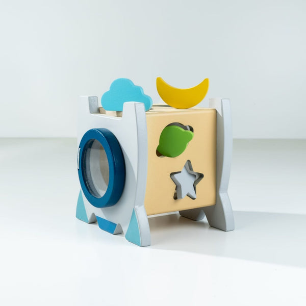 Rocket Wooden Abacus Activity Cube Detail