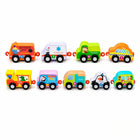 Set of 9 numbered toy vehicles for imaginative play
