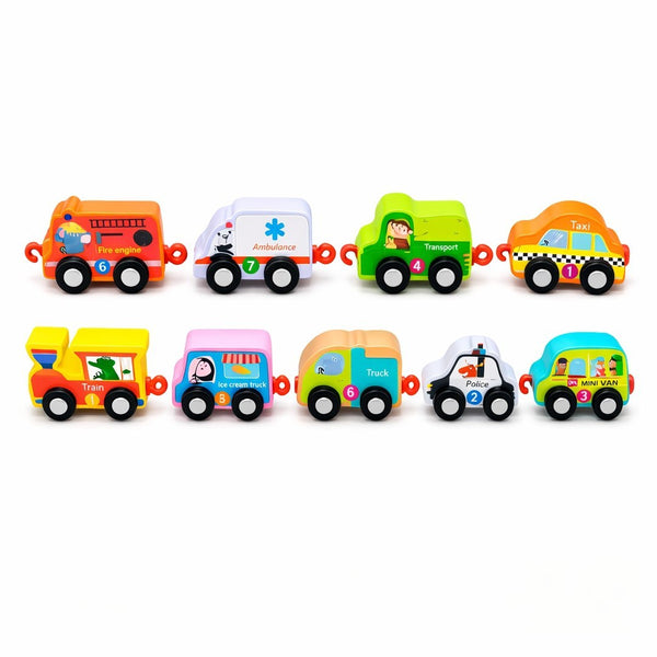 Traffic Digital Train – Mini Vehicle Set with Numbers for Kids Smooth Edges