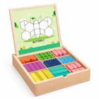 Wooden magnetic geometry puzzle set with 225 colorful pieces