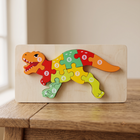 6-Pack Premium Wooden Number Puzzles for Toddlers 2-5 Years | Montessori Educational Counting Toys (1-10) | Chunky Animal, Dinosaur & Vehicle Jigsaw Puzzles