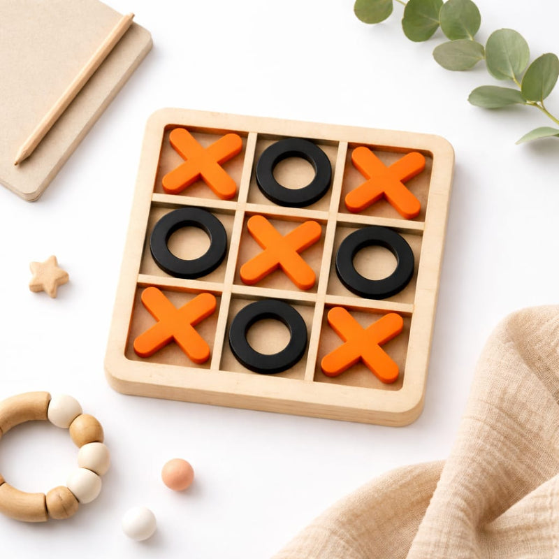 Wooden Tic Tac Toe Game for Kids Montessori Learning Toy